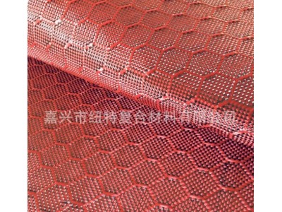 耐磨红色芳碳混编布 240g高质量混编布 足球纹蜂窝纹图3