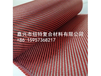 现货高品质 红色芳纶混编碳纤维布图4