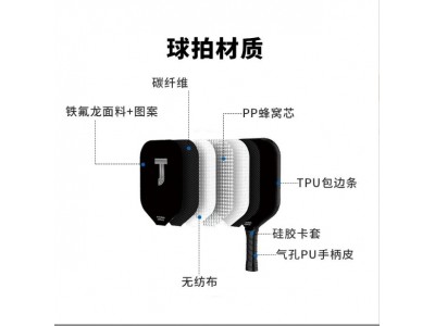 pickleball工厂跨境批发竞技匹克拍磨砂布铁氟龙碳纤维匹克球拍图6