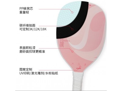 匹克拍工厂定制甜点训练拍pickleball paddle热压碳纤维匹克球拍图2