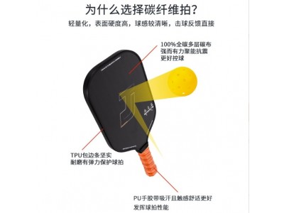 厂家直销pickleball竞技球拍进攻型碳纤维匹克球拍图3