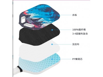 匹克球拍碳纤维工厂定制加工热压一体拍大甜区16mm碳纤维匹克球拍图3