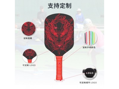 源头工厂图案定制超轻耐打比赛级竞技球拍热压T700碳纤维匹克球拍图3