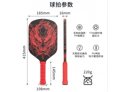 厂家直销爆款专业比赛竞技匹克拍16mm加长热压T700碳纤维匹克球拍图5